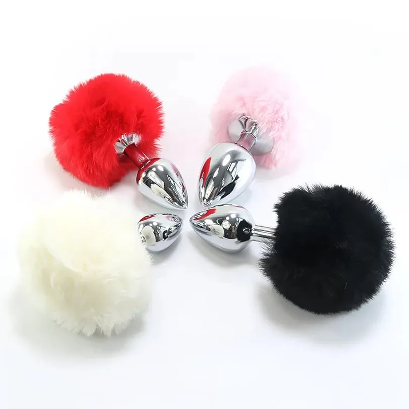 Metal Plush Rabbit Tail Anal Plug Butt Plug Prostate Massager Rabbit Ear BDSM Cosplay Erotic Sex Toys for Women Adults Sex Game