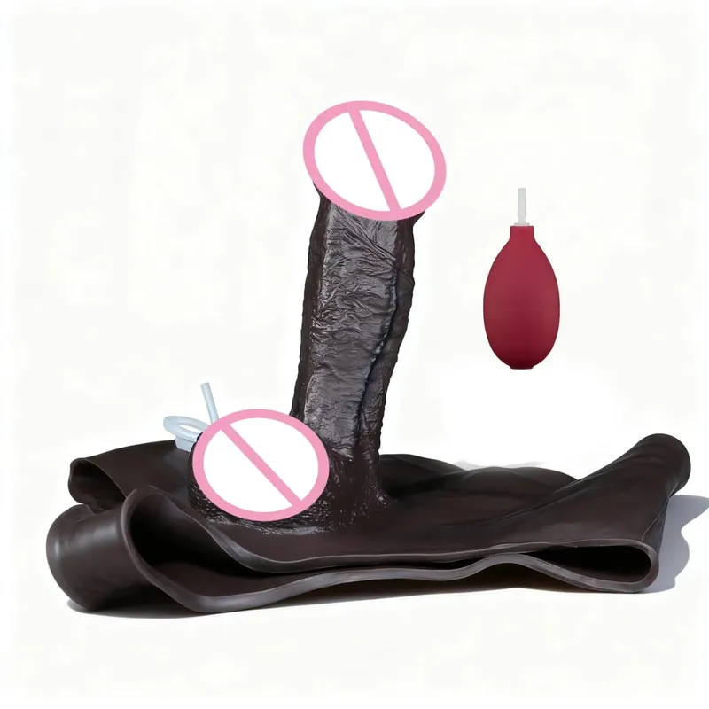 Black Nude Strapon Big Realistic Ejaculation Dildo Silicone Squirting Panties With Simulated Solid Penis Sex Toy For Women — image 38