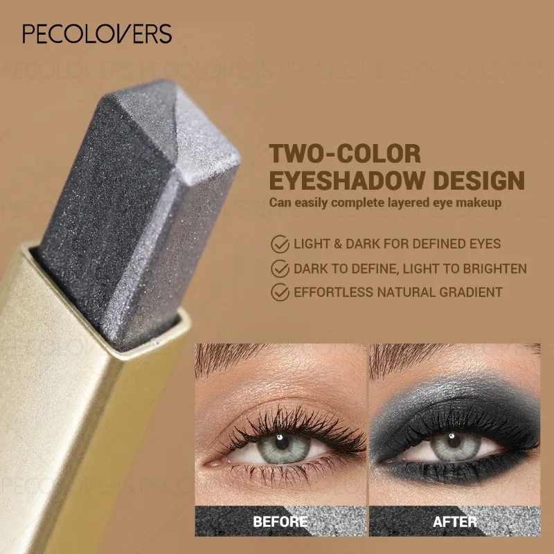 1PC Two-color Eyeshadow Stick Eye Highlighter Lazy Eyeshadow One Touch To Set High Color Development Eye Cosmetics