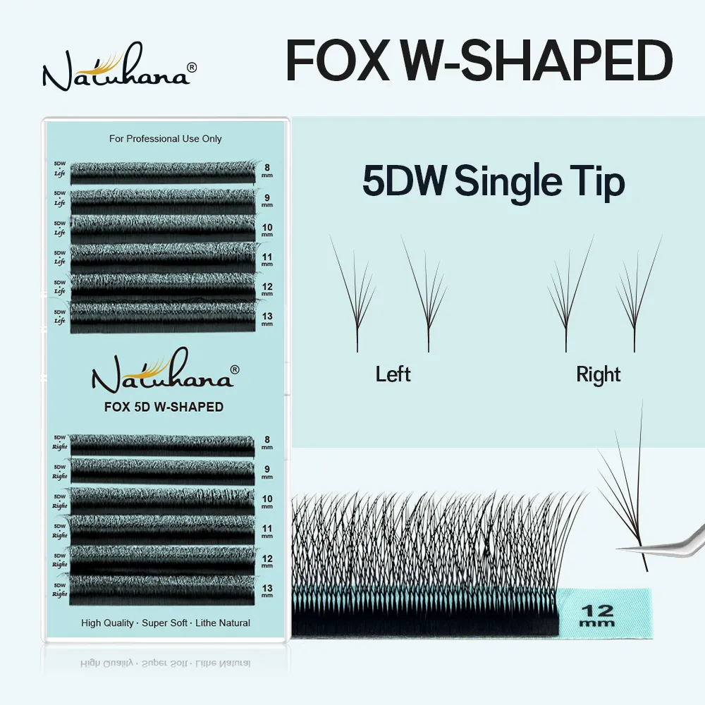 FOX 3D~5D W-Shaped Eyelash Extension Cat Eye Long Tail Premium Natural Lightweight Volume Fox Eye Lashes Makeup Tool