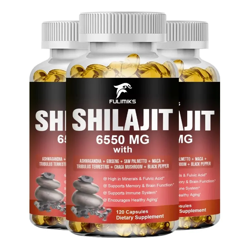 Shilajit Fulvic Acid Supplement with Chaga & Black Pepper Boosts Energy Stamina Immunity Brain Health & Vitality