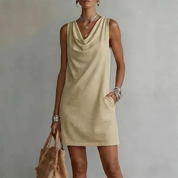 2026 Sundress Sexy Sleeveless Mini Dress Women Summer O-Neck Pockets Short Dresses For Women Elegant Beach Holiday Dress Boho