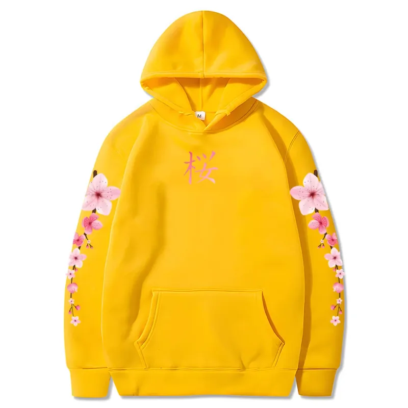 Japanese Blossom Sakura Graphic Hoodies Long Sleeve Winter Hooded Sweatshirts Casual Women/Men Comfortable Pullovers with Pocket — image 8