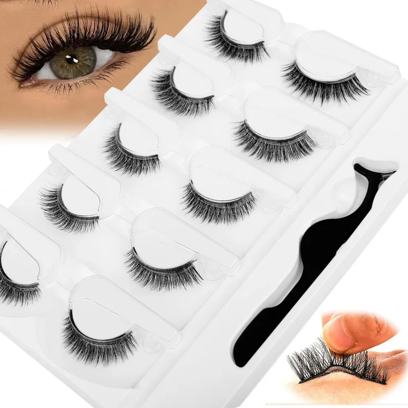 5 Pairs Glue-free Self-adhesive Eyelashes 3D Natural False Eyelash One Step Application Easy To Remove Eye Makeup Wholesale — image 5