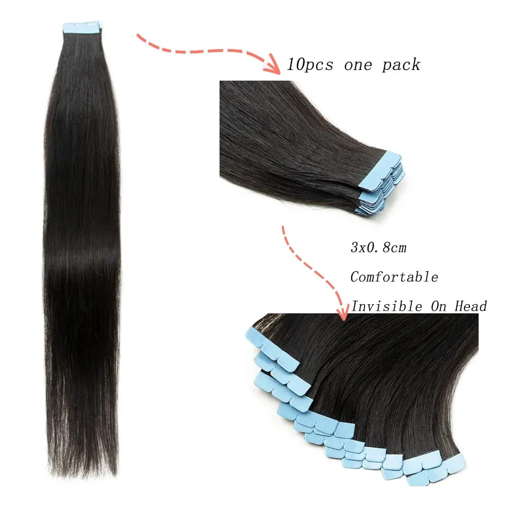 Invisible Mini Tape Hair Extensions 12-20Inch Human Hair Extentions 3x0.8cm Invisible Tape 10pcs/pack For Add Side Volume