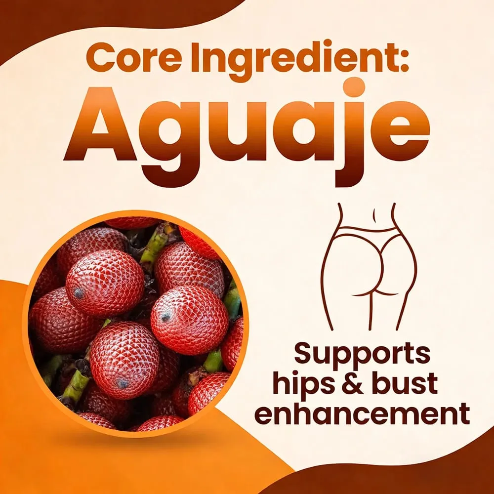 Aguaje + Fenugreek Capsules - 1000mg Supports Buttocks Curvy Body & Breast Support Immune Health Rich in Protein & Vitamins