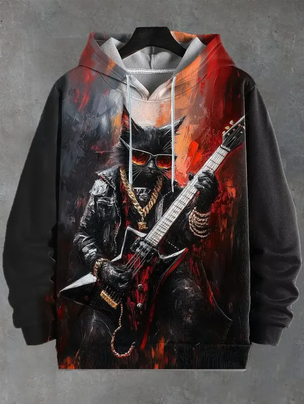 2026 Men's Hoodies Funny Hip Hop Black Cat DJ Art UFO 3D Printed Sweatshirt Men Women Tracksuit Oversized Casual Street Y2k Coat