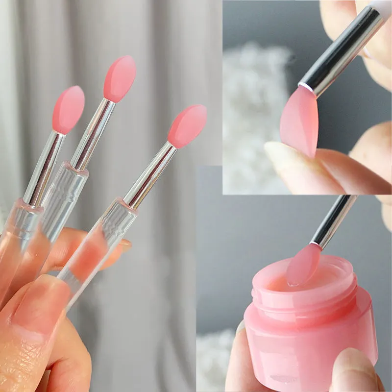 Silicone Lip Mask Brushes (Transparent/Pink)- Portable Lip Scrub Applicator Soft Silicone Tip for Lip Balm/Lip Mask