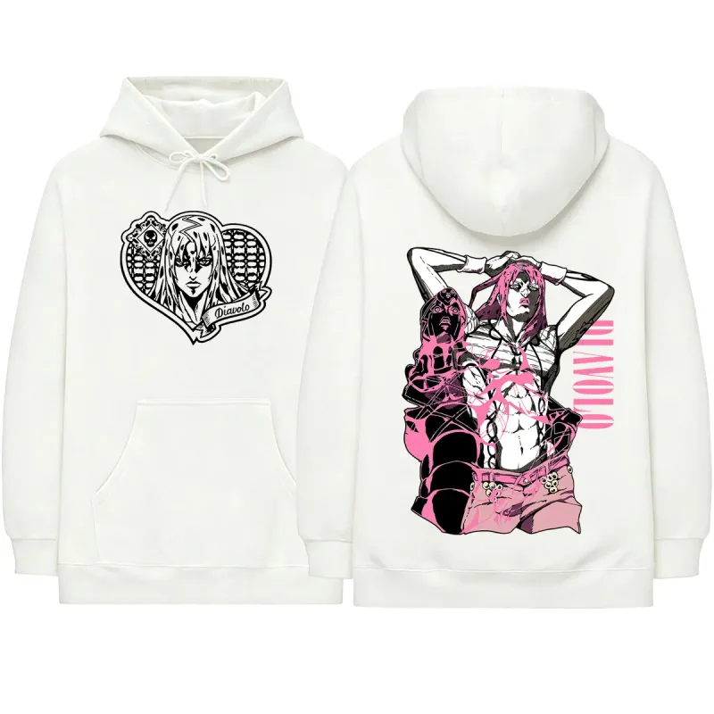 Anime Jojo Bizarre Adventure King Crimson Diavolo Hoodies Men's Women Clothing Fashion Oversized Hooded Sweatshirts Pullovers