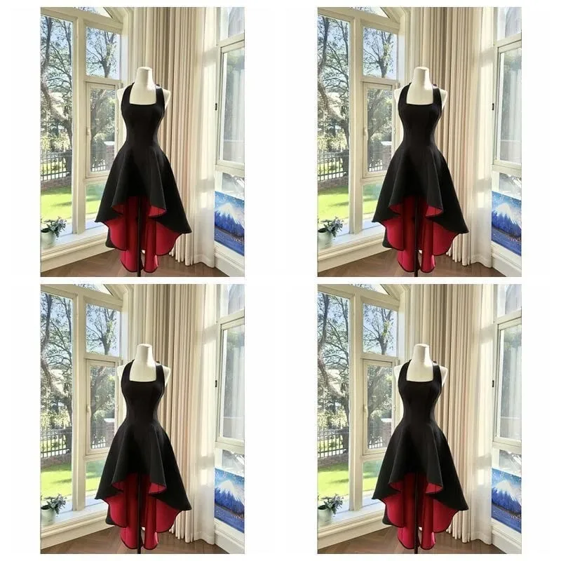 France Elegant Black Patchwork Long Strap Dress Sleeveless Party Style Women Gentle Y2k Vintage Bodycon Spring Summer 2026