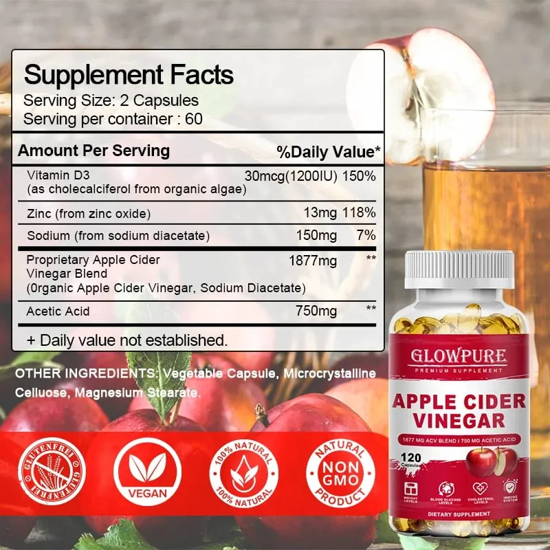 Apple Cider Vinegar Capsules for Digestion Detox & Weight Loss - Supports Fat Burn Bloating Relief & Constipation Support — image 3