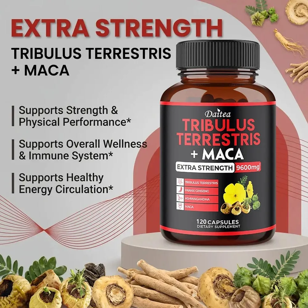 Tribulus Terrestris Capsules 7000mg with Maca Ginseng & Ashwagandha Energy Muscle Focus & Endurance Support for Men