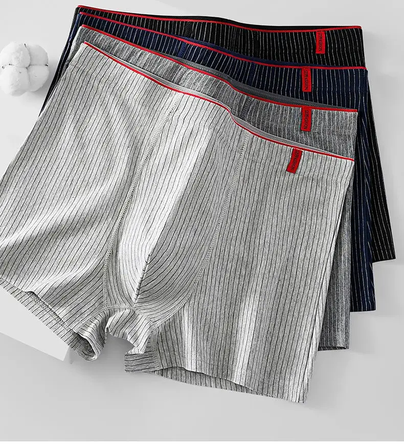 Bộ 4 Quần Lót Boxer Nam Mềm Mại, Thoáng Khí Và Thoải Mái Quần Sịp Nam Sọc Hợp Thời Trang Cá Tính Dáng Rộng Võ Sĩ