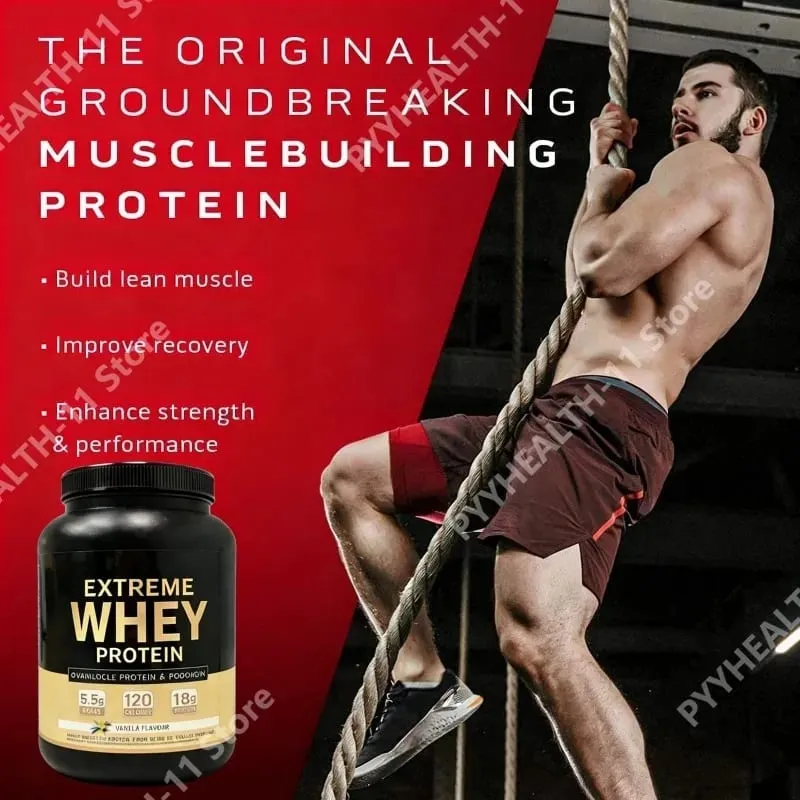 אבקת חלבון מי גבינה לבן Mass Gainer תוסף שרירים צמיחת שרירים תמיכה בריאותית ספורט לחדר כושר טעם וניל 1000 גרם