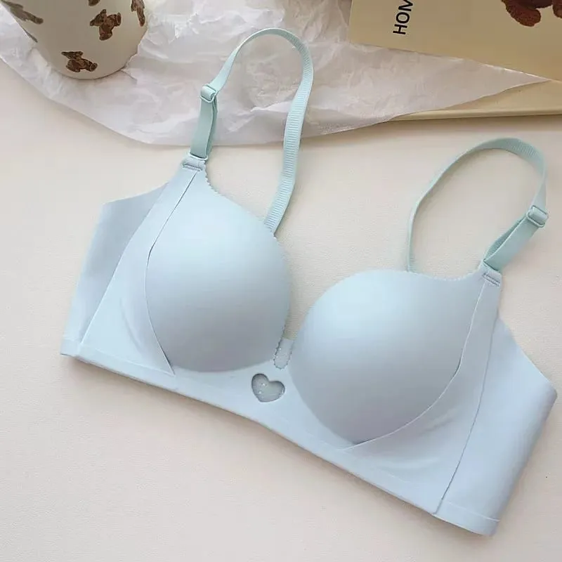 Sexy Heart-Shaped Hollow-Out Push-Up Lingerie Set Seamless Anti-Sagging Small Breast Gathering Without Underwire Bra Set