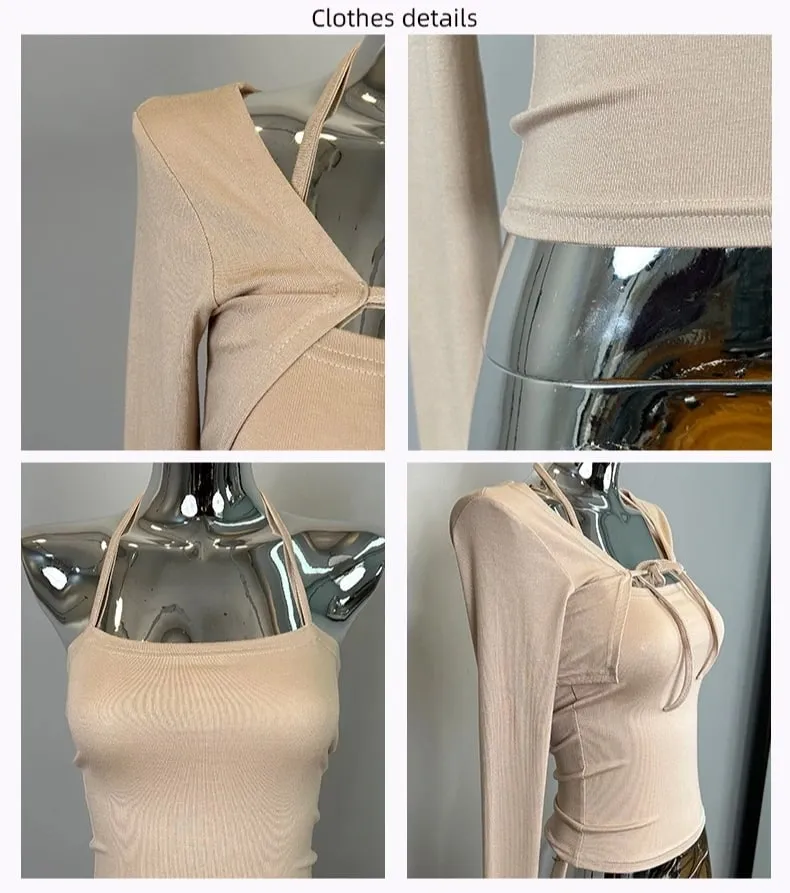 2026 Spring Summer New Women's Halter Neck Camisole Crop Top Korea Dongdaemun Tie Front Short Cardigan 2 Piece Set