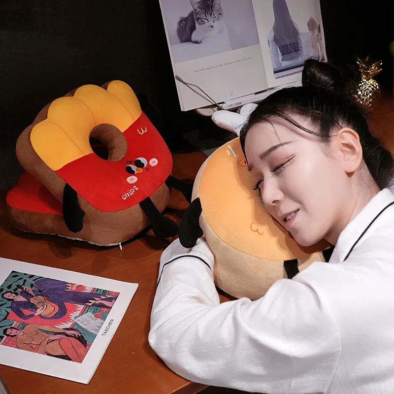 Hamburger Chips Plush Kawaii Sleeping Pillow Cartoon Cushion for Office Chair Waist Backrest Cushion Sofa Home Decor Kid Gifts