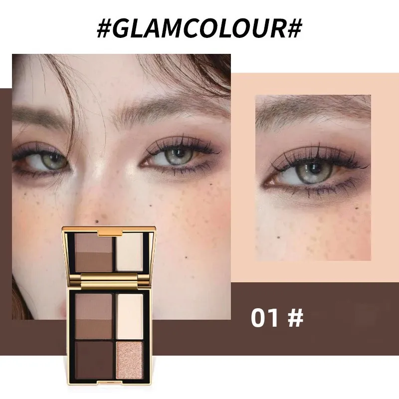 Versatile 5-Color Magic Eyeshadow Palette Brown Tones Matte Shimmer Finish Long-Lasting Eye Makeup Kit for All Ages