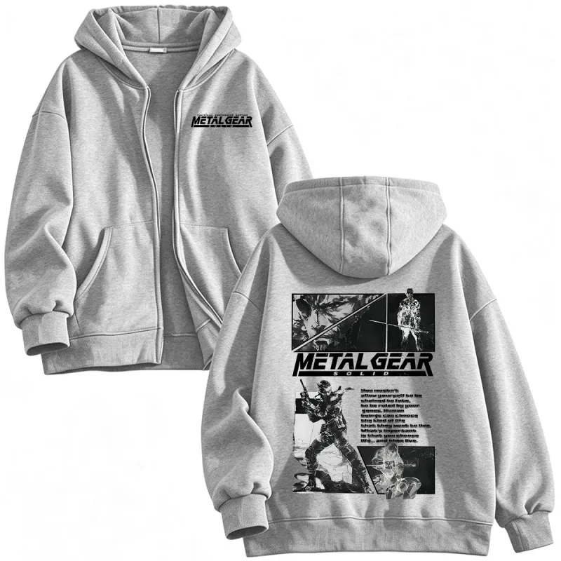 MGS1 METAL GEAR SOLID Raiden Solid Snake Zipper Hoodies Men's Women Clothing Fashion Zip Up Hooded Sweatshirts Jackets Coat