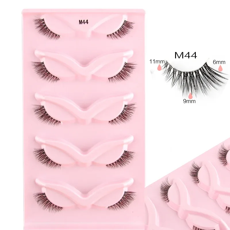 Halve øjenvipper Katteøjevipper 3/5/10 par falske øjenvipper Fluffy Blødt naturligt udseende Klart bånd 3D Mink-vipperforlængelse makeup — image 8