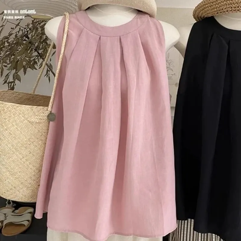 Sleeveless Off Shoulder Loose Korean Tops Tees Women Clothing New Simplicity Youth Street Casual T Shirts Sweet Trend Summer