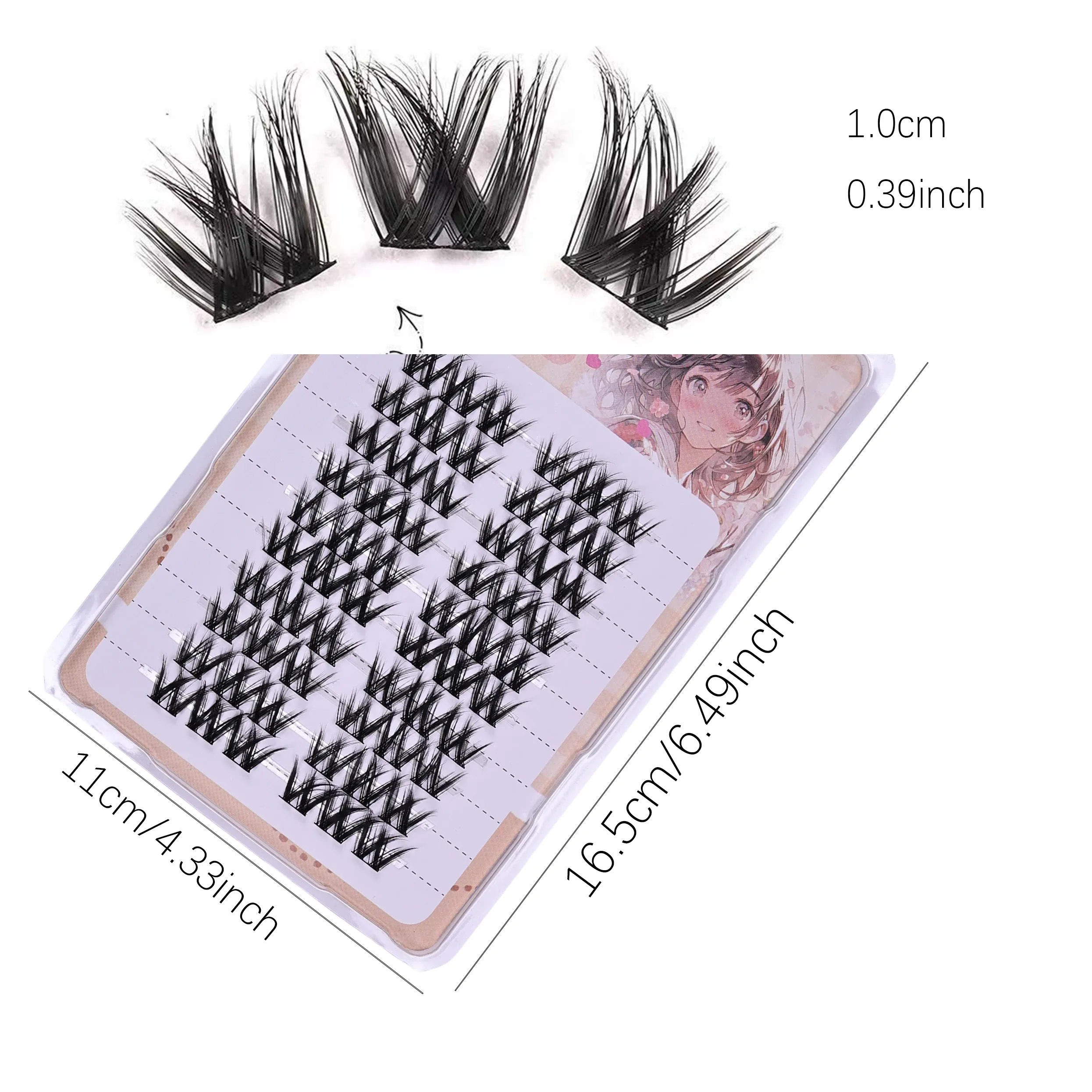 Light Matte Fiber W-Shape Fluffy Cluster Lashes 10 Rows 60 Uncut Clusters Natural DIY Anime Eye Makeup Lashes for Daily Office