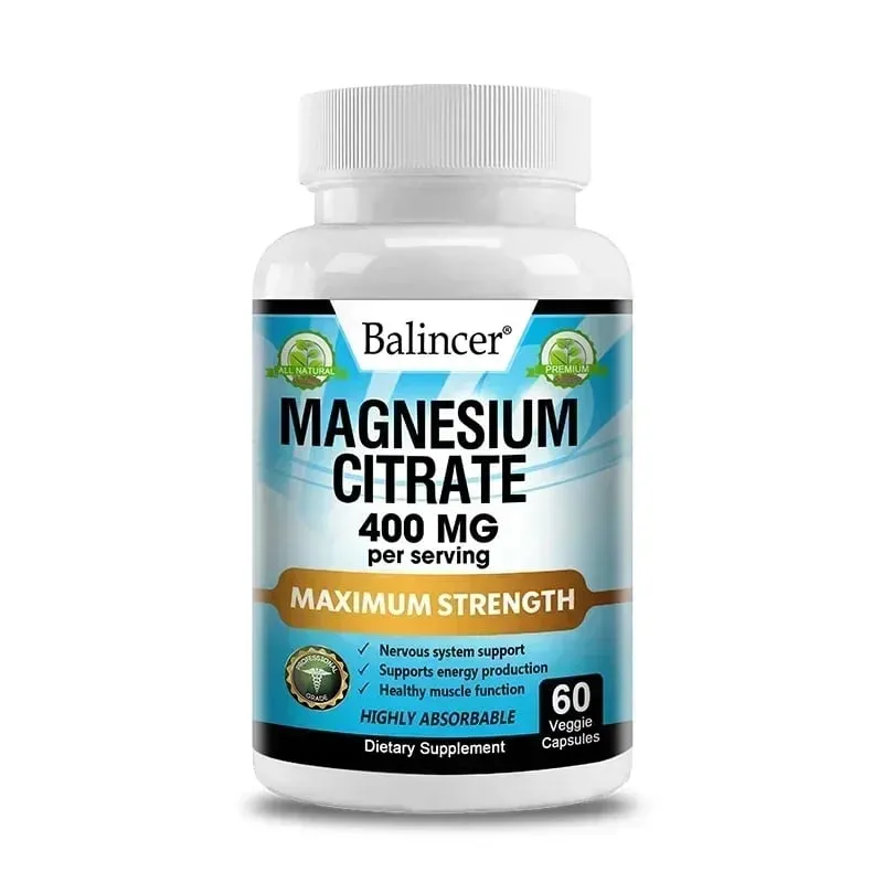 Magnesium Citrate 400 Mg - Muscle Nerve and Energy Support Promote Muscle Relaxation Non-GMO 120 Capsules — image 9