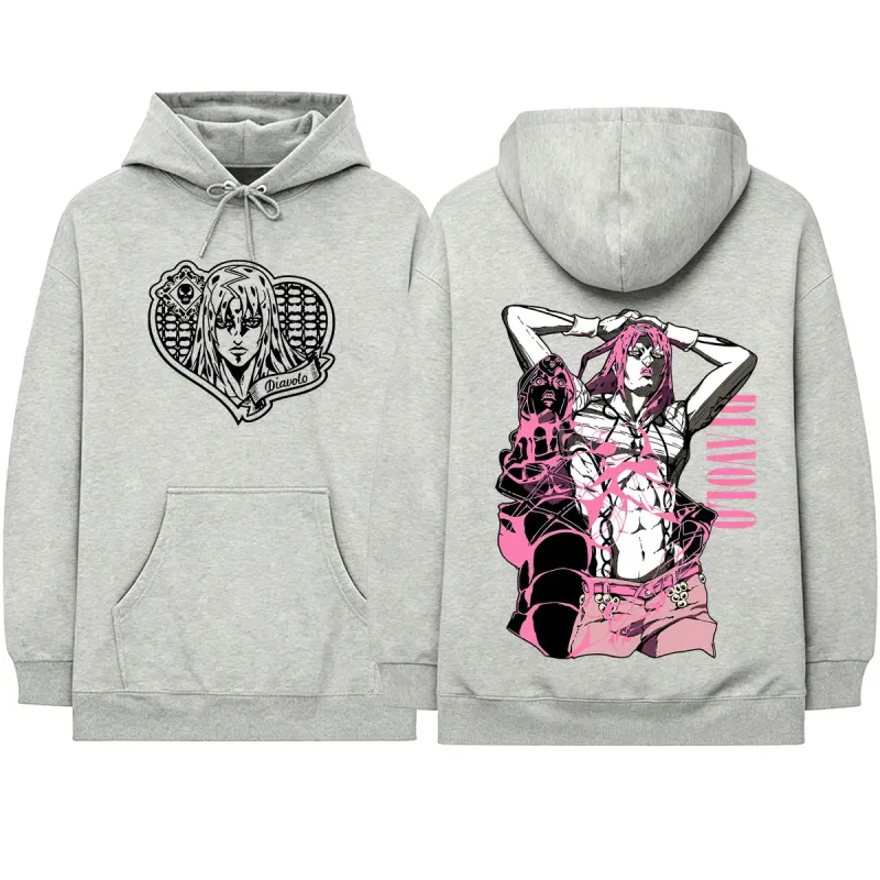 Anime Jojo Bizarre Adventure King Crimson Diavolo Hoodies Men's Women Clothing Fashion Oversized Hooded Sweatshirts Pullovers