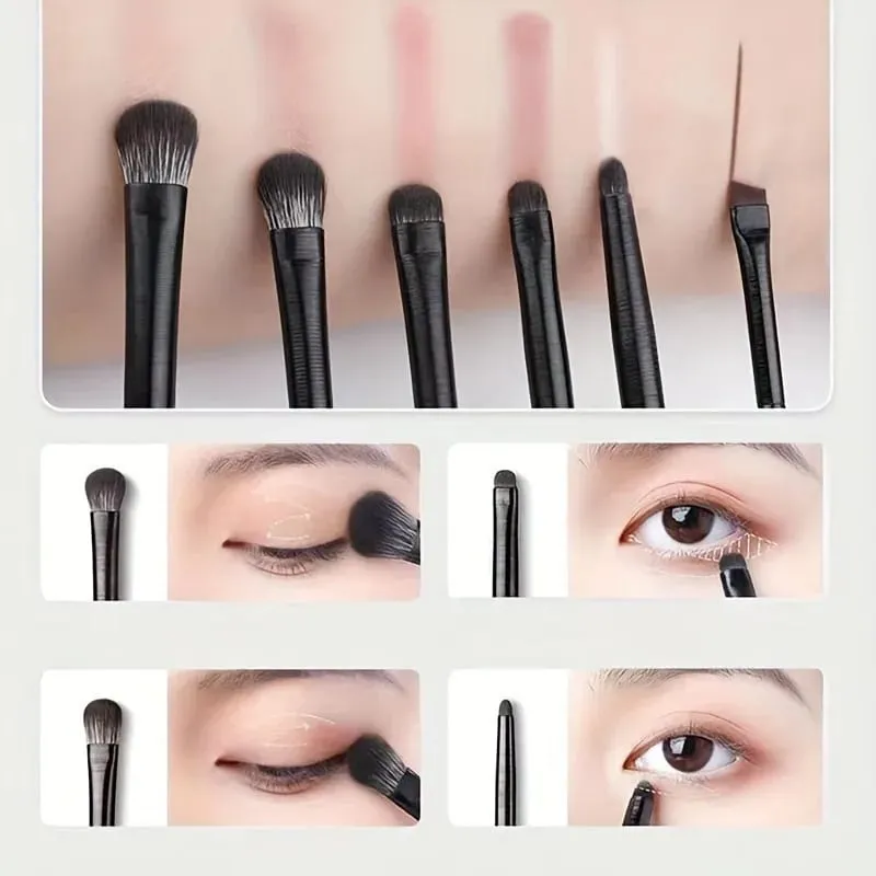 6Pcs Eye Smudge Brush Fine Soft Makeup Tool Eyeshadow Brush Set Eyeliner Brush For Blending Eyeshadow Eyeliner Ideal