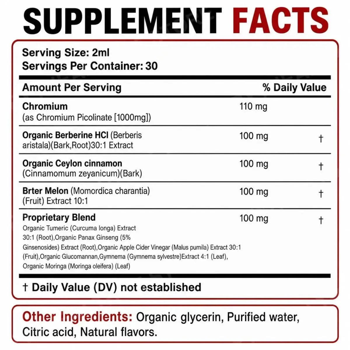 Berberine HCl & Ceylon Cinnamon Liquid Drops with Chromium and Turmeric for Energy Vitality & Metabolism Support 60 mL