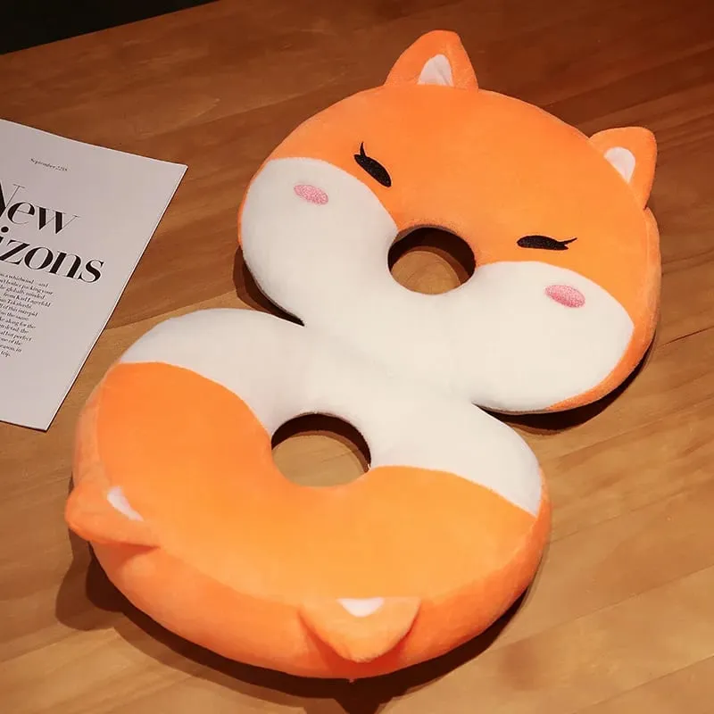 Rabbit Husky Fox Plush Nap Pillow Ice Silk Surface Cooling Sleep Cushion Office Desk Rest Pillow Home Travel Hug Pillow Gift
