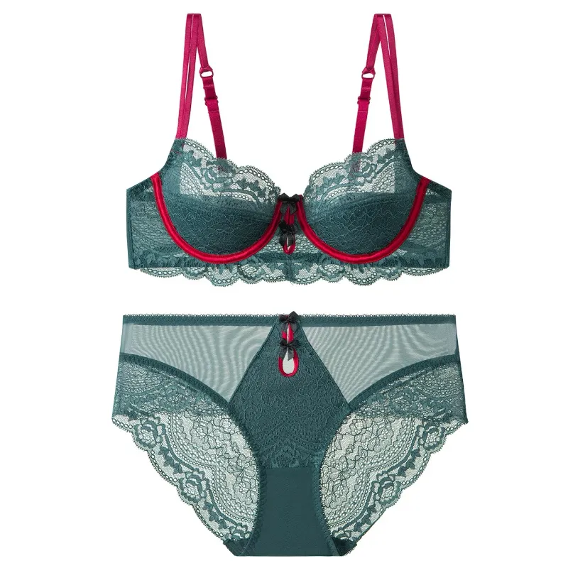 Trendy Lace Minimizer Lingerie Set DE Cup Large Bust Large Size Thin Cup Underwire Anti Sagging Comfy No Show Women Underwear
