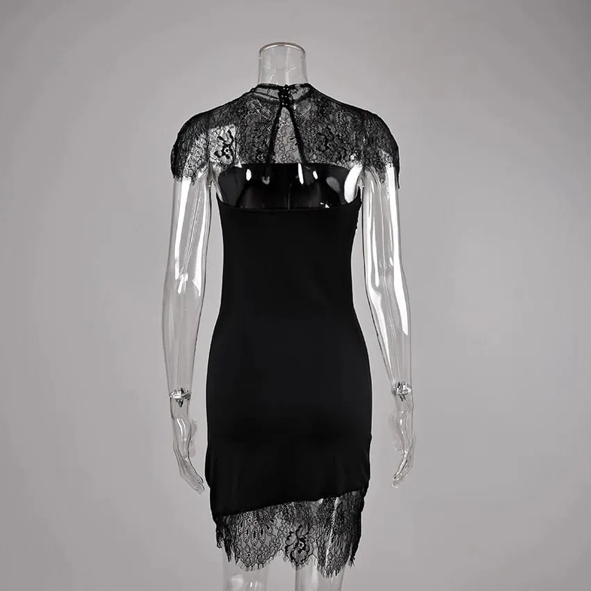 Linad Sexy White Off The Shoulder Mini Dress Spring Elegant Lace High Waist Asymmetrical Dresses Fashion Slim Dress Women 2026 — image 5