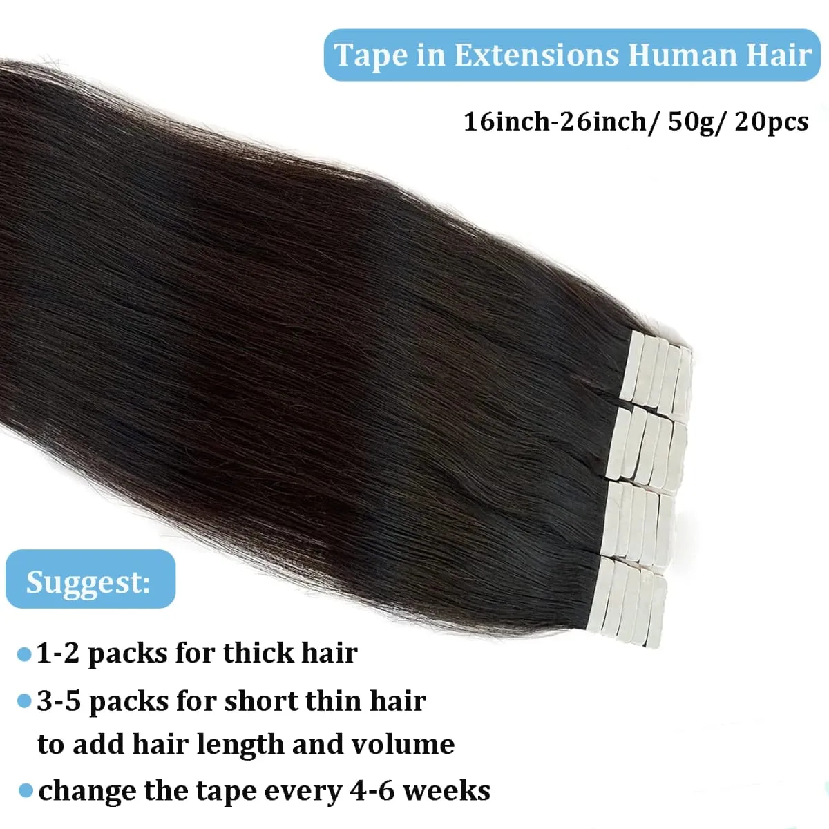 Natural Color Tape In Hair Extensions Human Hair Silk Straight Seamless Invisible Tape 20Pcs for Women Salon High Quality