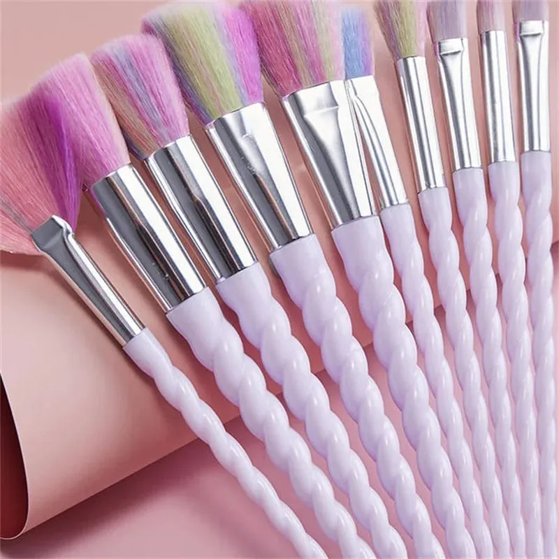 10pcs/set Colorful Makeup Brushes Set Foundation Eyeshadow Powder Brush Makeup Brush Cosmetic Tools pinceaux maquillage licorne