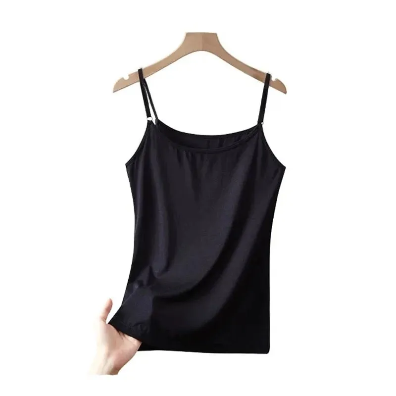 Cotton Feel Solid Sling Camisole Women Crop Top 35-75kg Sleeveless Sexy Slimming Vest Tank Base Tee Underwear Daily Staple 2026