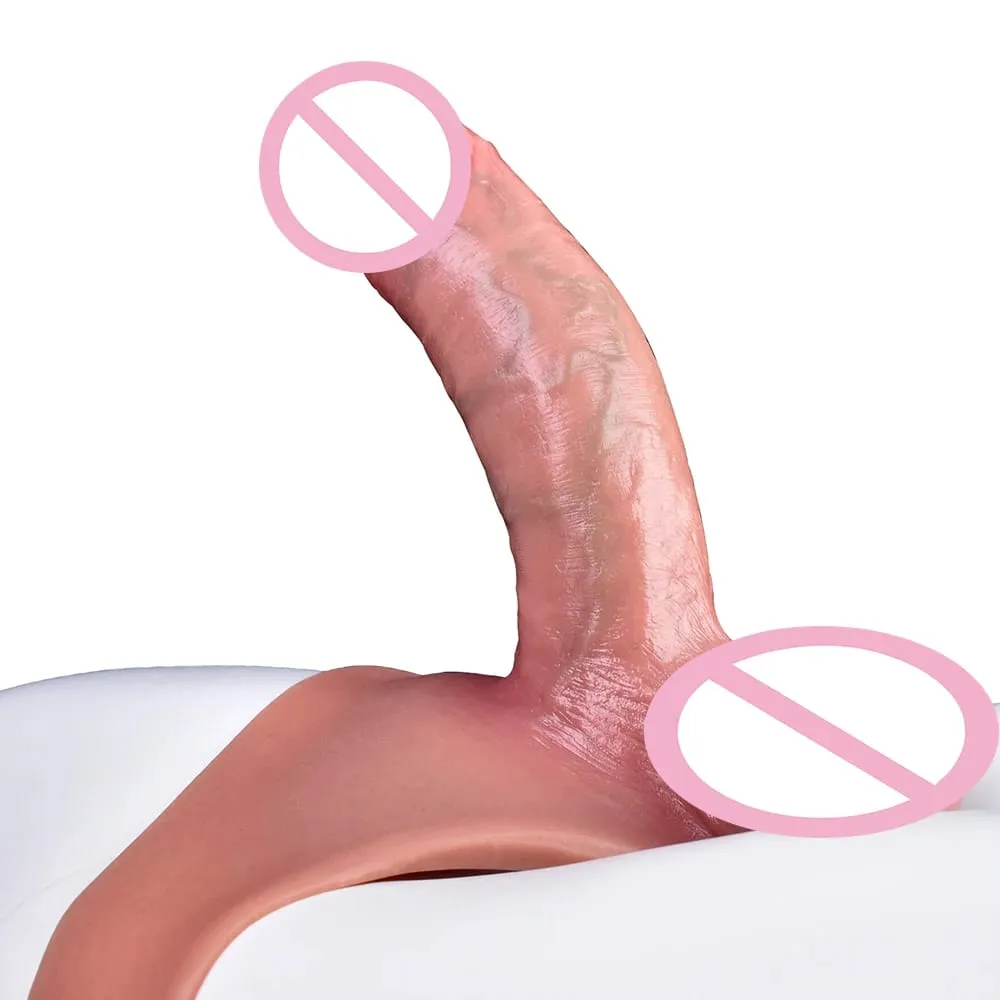 Hollow Dildo Pants Skin Feeling Strapon Penis Sleeve Panties With Real Vein Male Reusable Condom Dick Enlargement Sex Toy