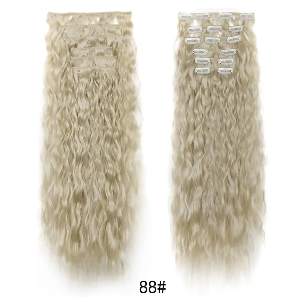 Corn Hair Extensions 6Pcs 20 Inch Clip In Hair Extensions Curly Clip Ins Hair Extension Invisible Natural Hairpieces For Women