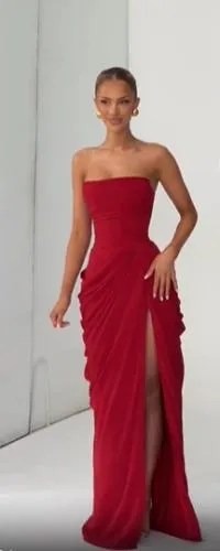 Women Sexy Solid Pleated Strapless Dress Lady Chic Off-shoulder Backless High Waist Split Dresses 2026 Summer Evening Party Gown — image 10