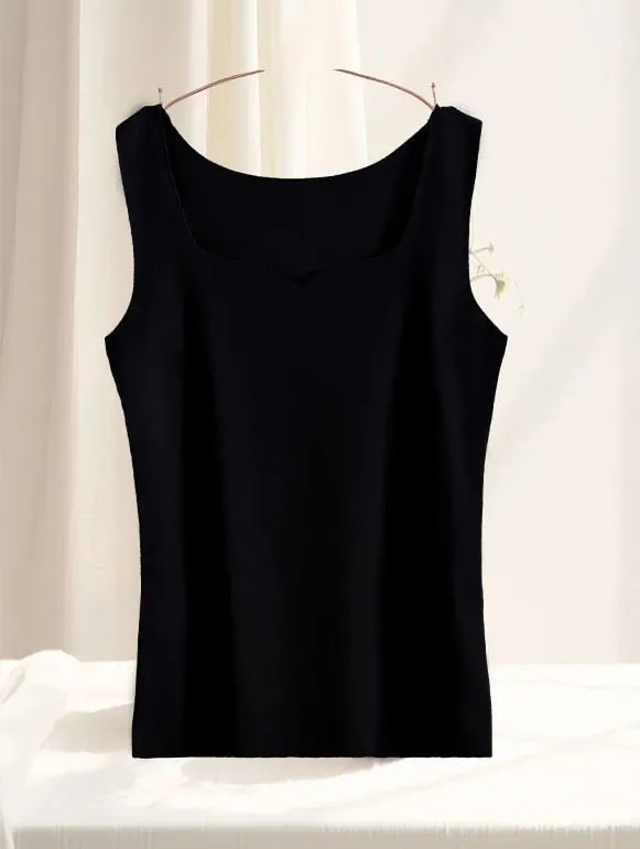1pcs Women Thermal Tops Girls Traceless Solid Color Vest Base Layer Warm Tank Top Autumn Winter Female Sexy Slim Camisole