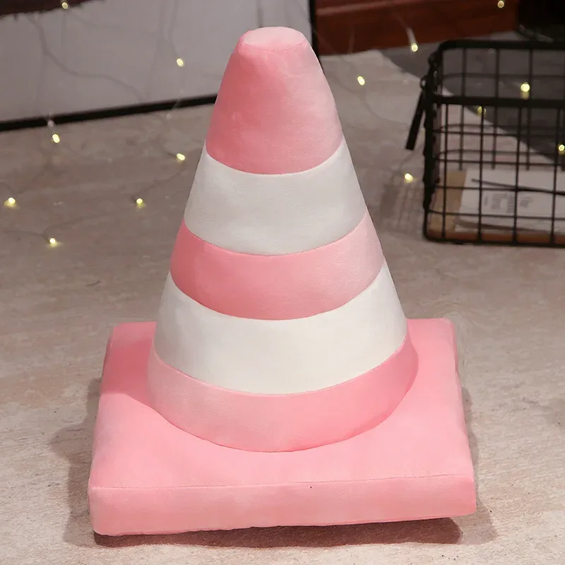 Roadblock Cushion Stuffed Soft Lifelike Plush Traffic Cone Road Construction Cone Pillow Kids Toys Home Decoration