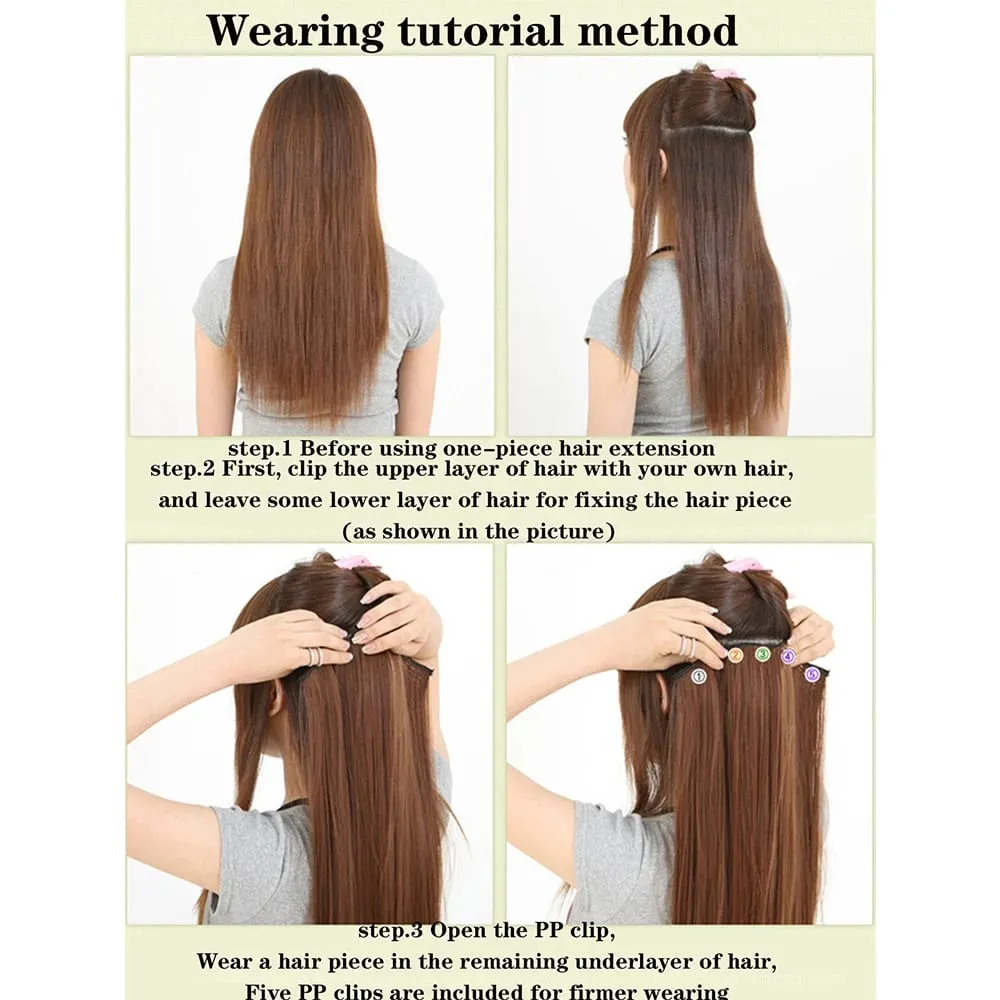 40 inch Long Straight Synthetic Hairpieces Clip In Hair Extensions Black Natural Hair Piece for Women — image 6