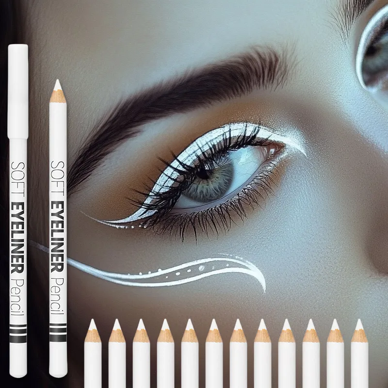 Smooth Waterproof White Eyeliner Pencil - Long-Lasting Eye Brightener Easy Wear Fashion Makeup Tool for Smooth Application — image 1