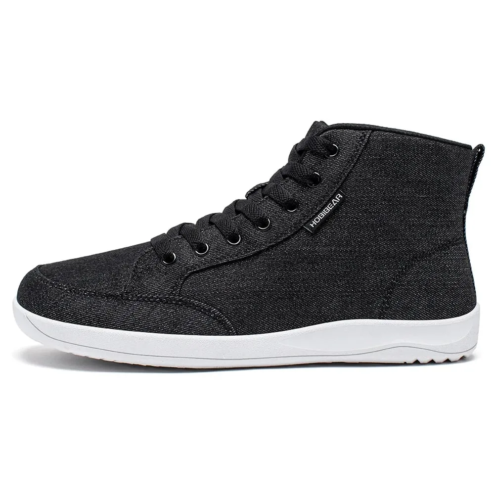 Mid-Top Barefoot Shoes Unisex Wide Toe Box Canvas Sneakes Zero Drop Lace Up Outdoor Walking Shoes