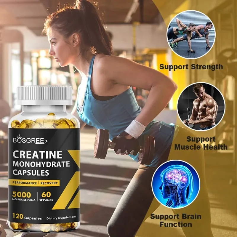 Creatine Monohydrate Capsules | Creatine Pills Supports Workout Recovery Lean Muscle Gain Performance，Creatine Supplements