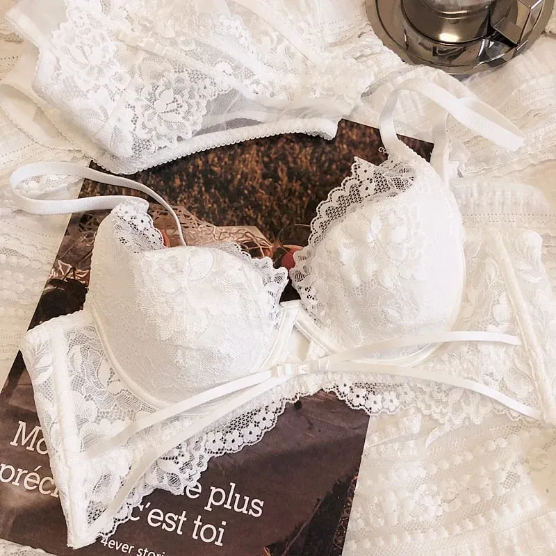 Summer Underwie Thin Cup Women Underwear Sexy Hollow Push Up Bra Set French Lace Embroidery Kumportableng Bralette Lingerie Set