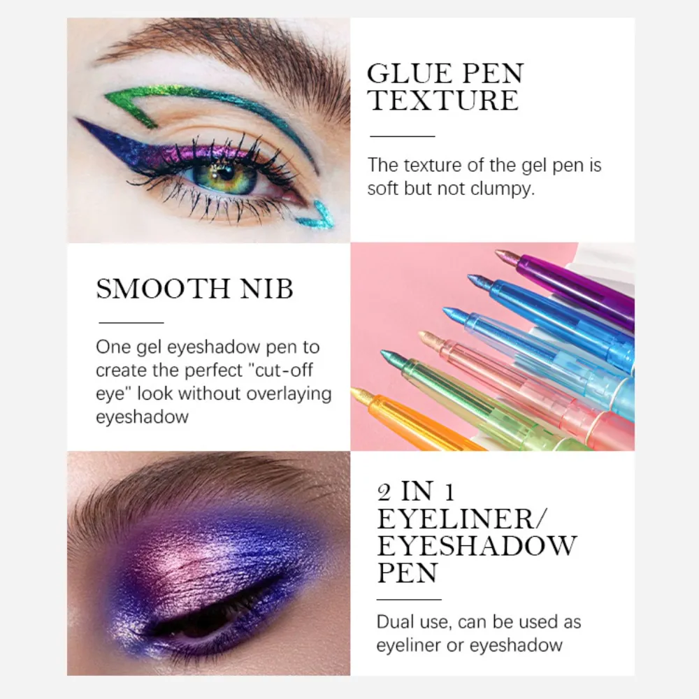 Shiny Chameleon Metallic Blue Eyeliner Gel Pen Eyeshadow Multicolor Eye Liner Pearlescent Polarized Glitter Eye Pigment Cosmetic