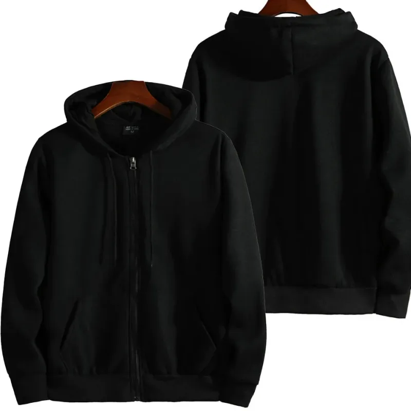 Zipper Hoodies Autumn Winter Men's Long Sleeve Hooded Sweatshirt Fashion Casual Male Outfit Sportwear Loose Villus Lining Clothe — image 1