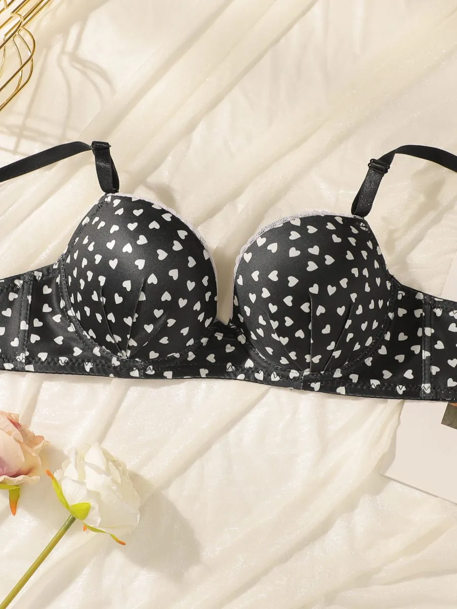 Sexy Lingerie Set Push Up Bra with Steel Ring Printed Panty Set for Women Daily Wear Comfort Bra Underwear Fashion Lingerie