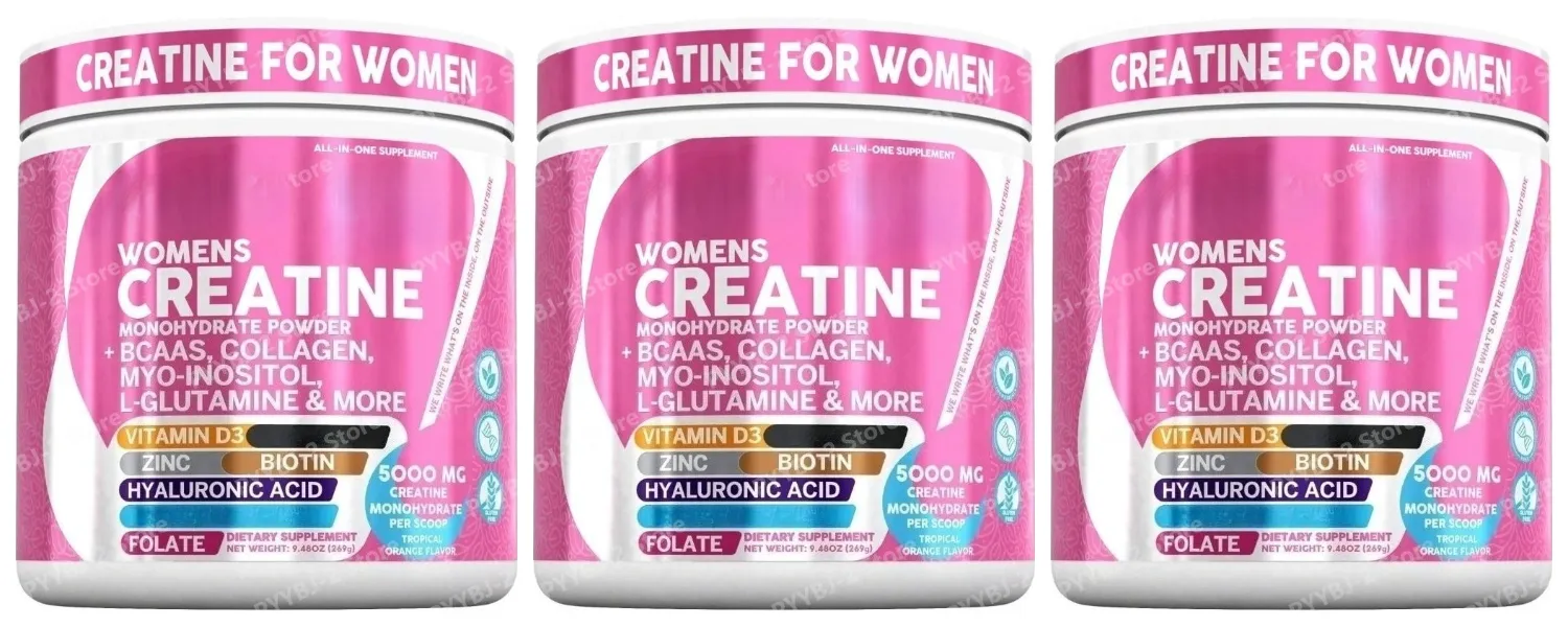 Kvinders kreatinmonohydratpulver 5000mg BCAA Multi-Collagen Biotin Vitamin D3 Tropical Orange Sports Nutrition 30 portioner
